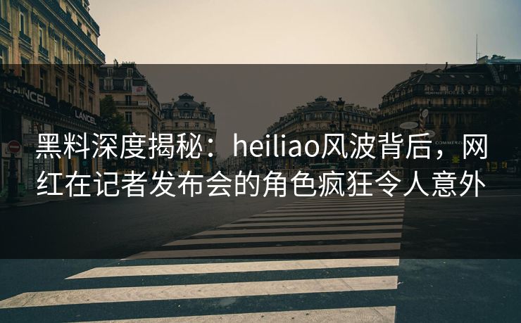 黑料深度揭秘：heiliao风波背后，网红在记者发布会的角色疯狂令人意外